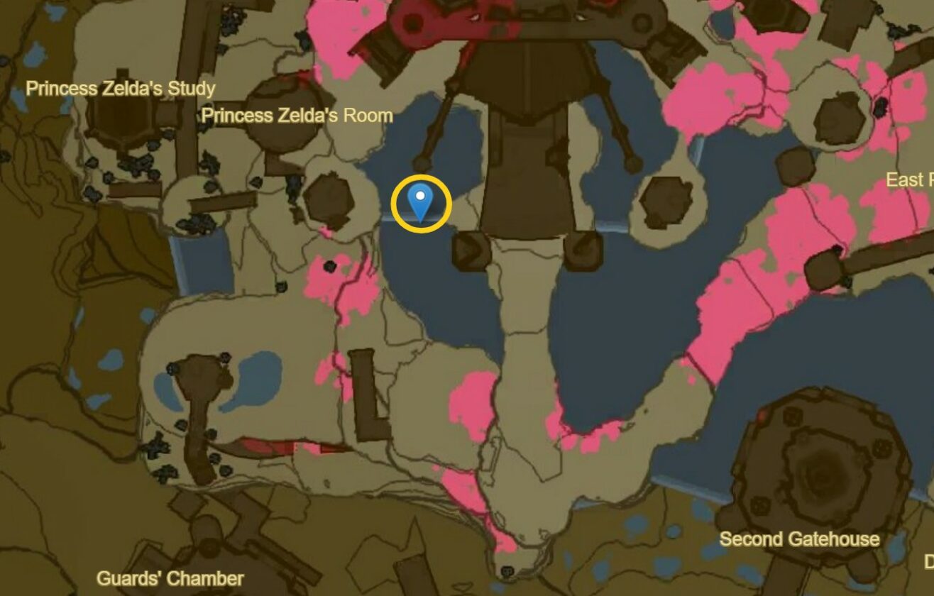 Emplacement de la hallebarde royale adjacent à la chambre de la princesse Zelda à TotK