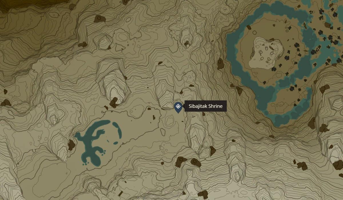 Emplacement du sanctuaire Sibajitak dans Zelda TotK