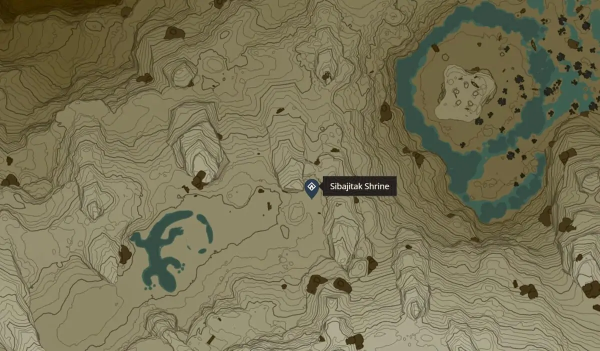 Emplacement du sanctuaire Sibajitak dans Zelda TotK