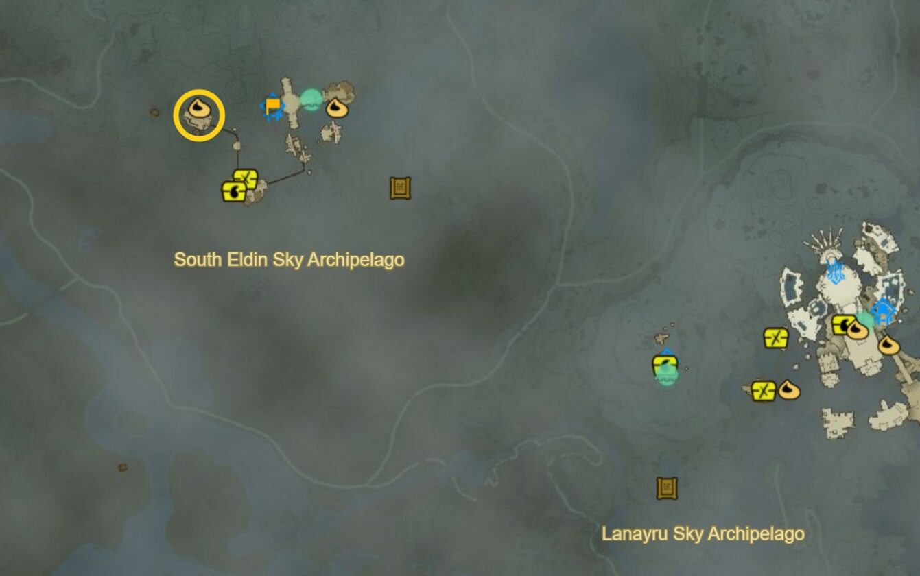Emplacement de la lance Zonaite de South Eldin Sky Archipelago dans Zelda TotK