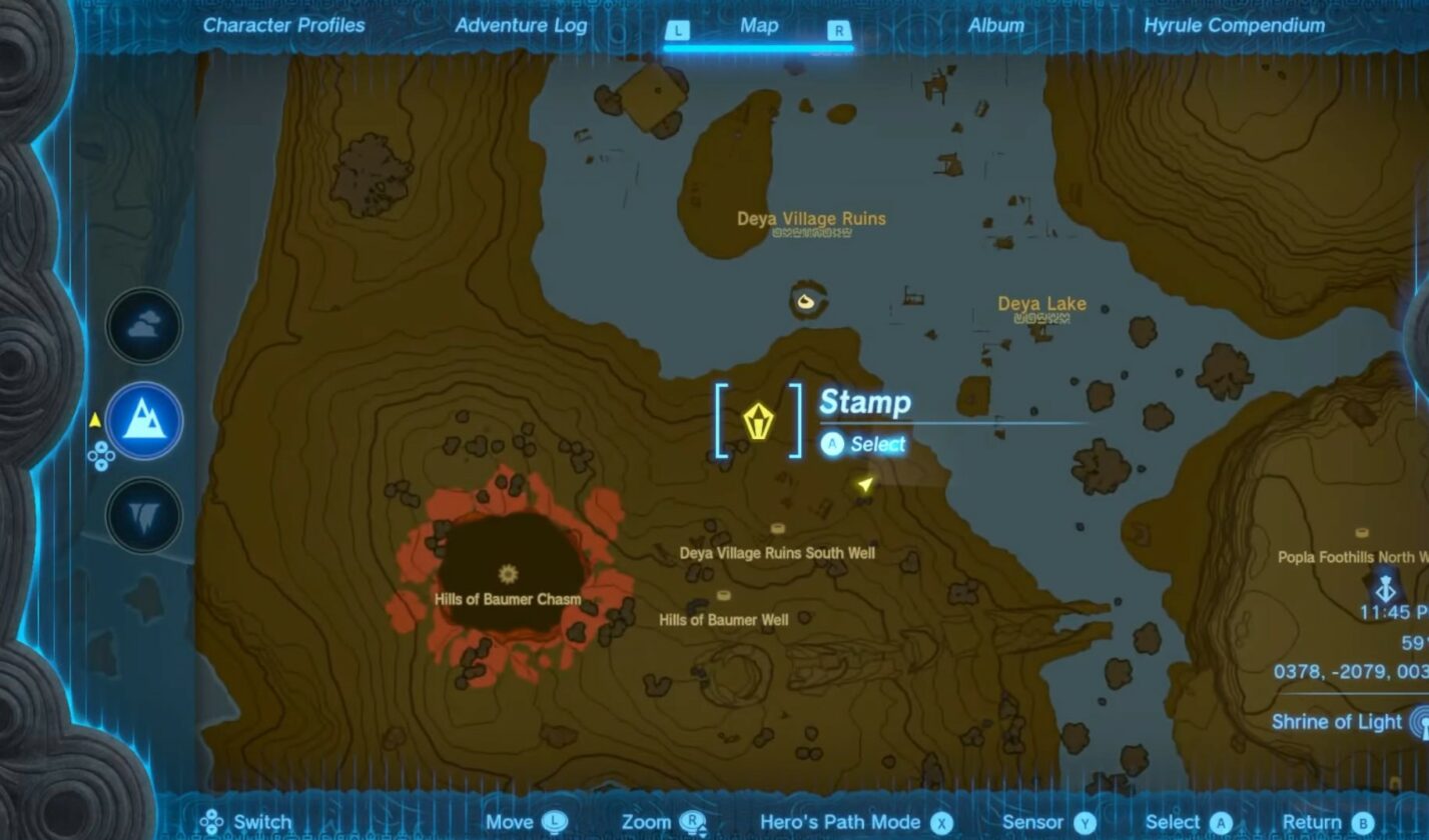 Emplacement du personnel magique du sanctuaire Susub dans Zelda TotK