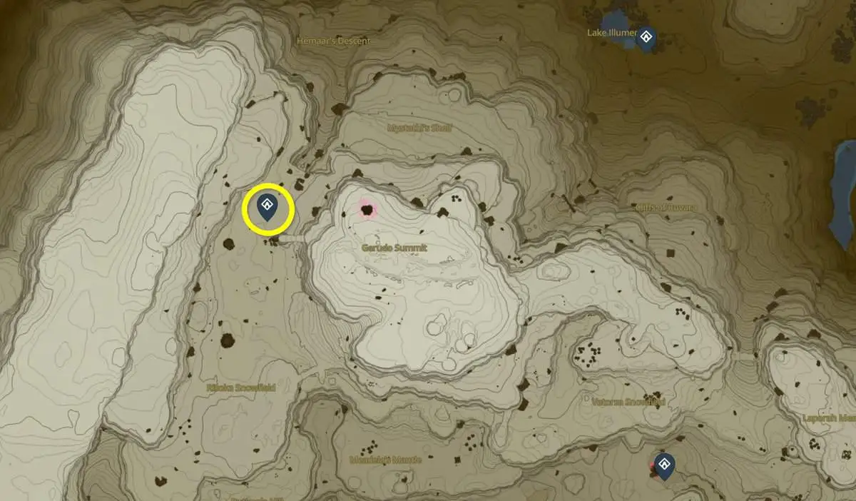 Emplacement de la carte du sanctuaire d'Otutsum dans Tears of the Kingdom