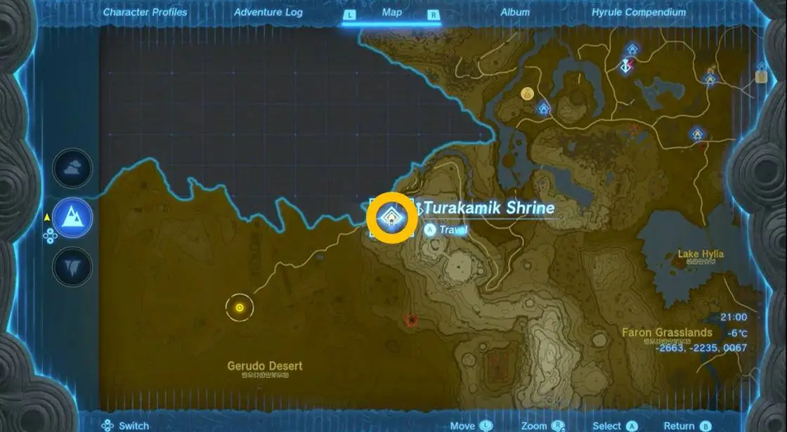 Emplacement de la carte du sanctuaire Turakmik dans Tears Of The Kingdom