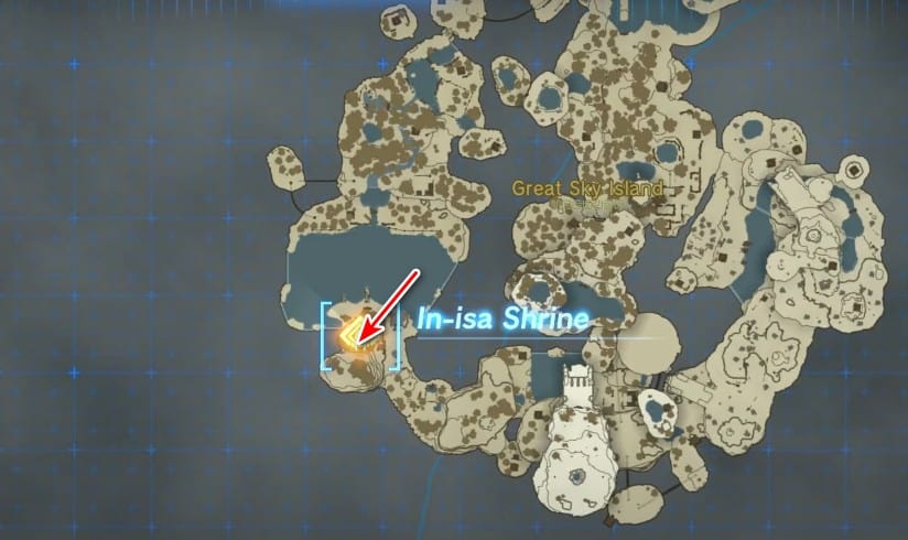 Emplacement du sanctuaire In-Isa à Tears of the Kingdom