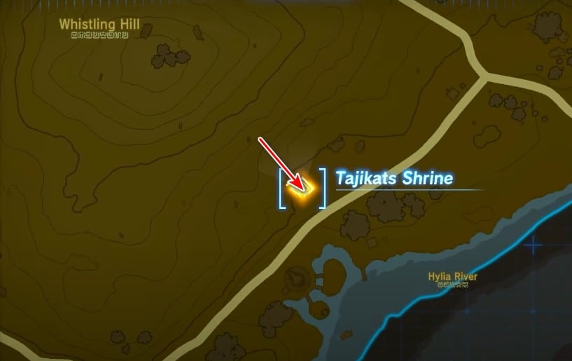 Emplacement de la carte du sanctuaire des Tadjikats dans Tears of the Kingdom