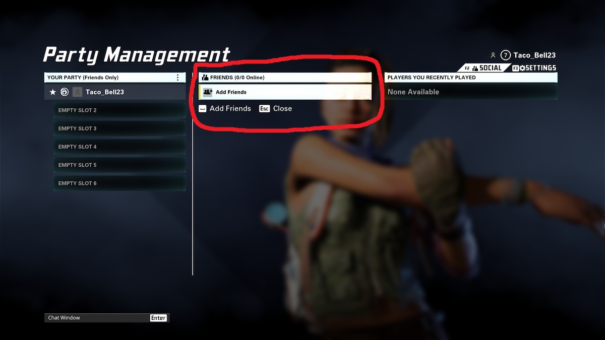 Menu ami Xdefiant en surbrillance
