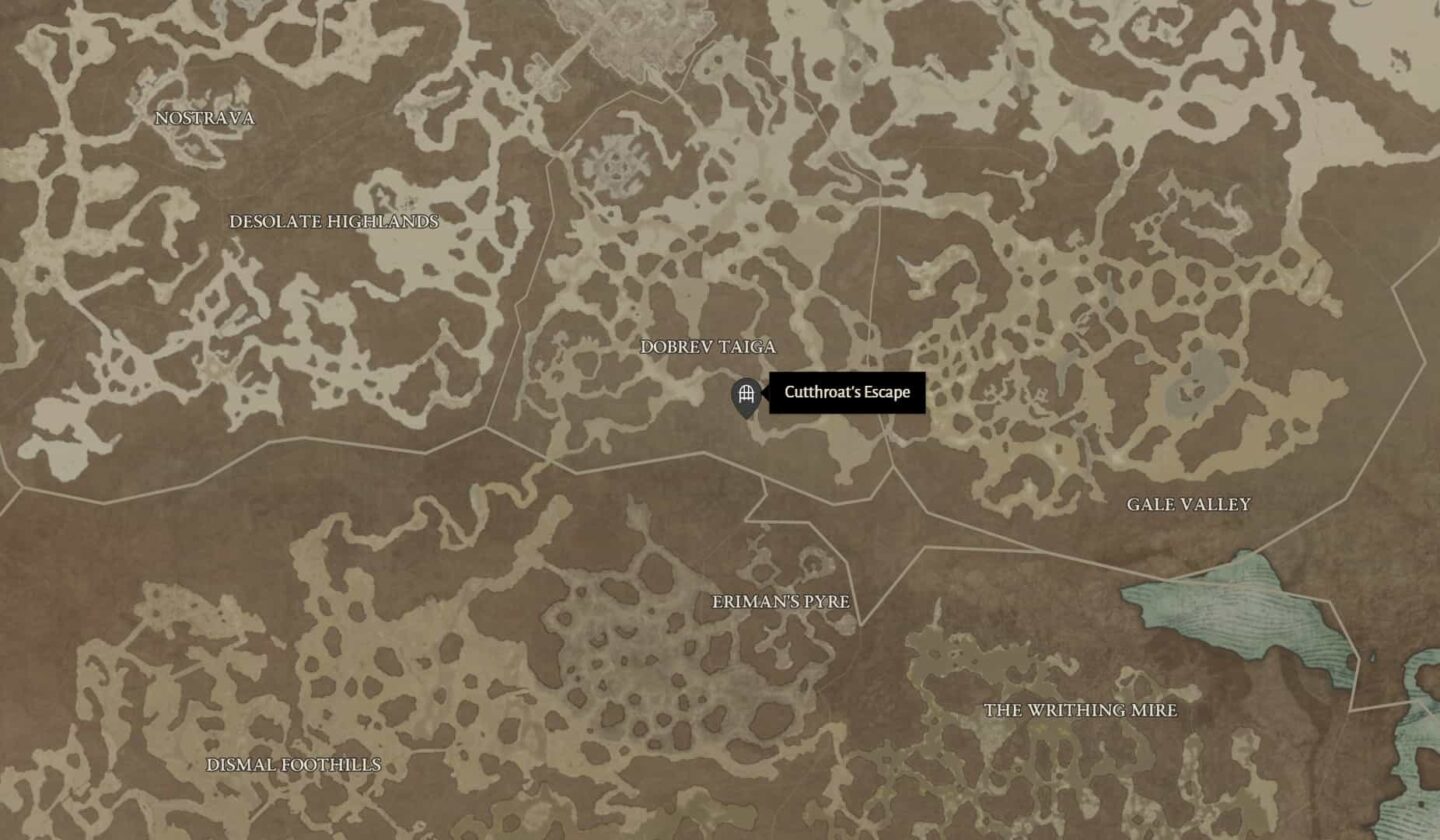 Emplacement de la carte Outlaw Sharpshooter dans Diablo 4