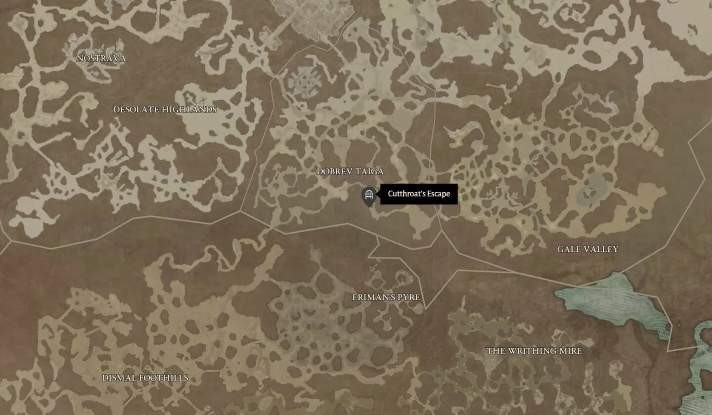 Emplacement de la carte Outlaw Sharpshooter dans Diablo 4
