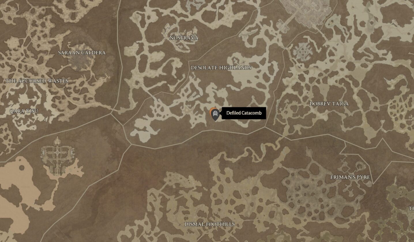 Broodguard a souillé l'emplacement de la carte des catacombes dans Diablo 4