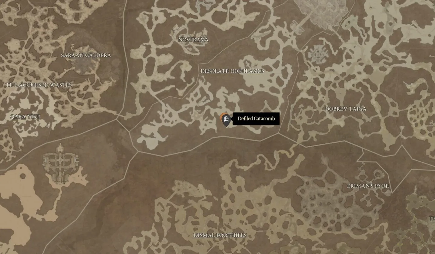 Broodguard a souillé l'emplacement de la carte des catacombes dans Diablo 4