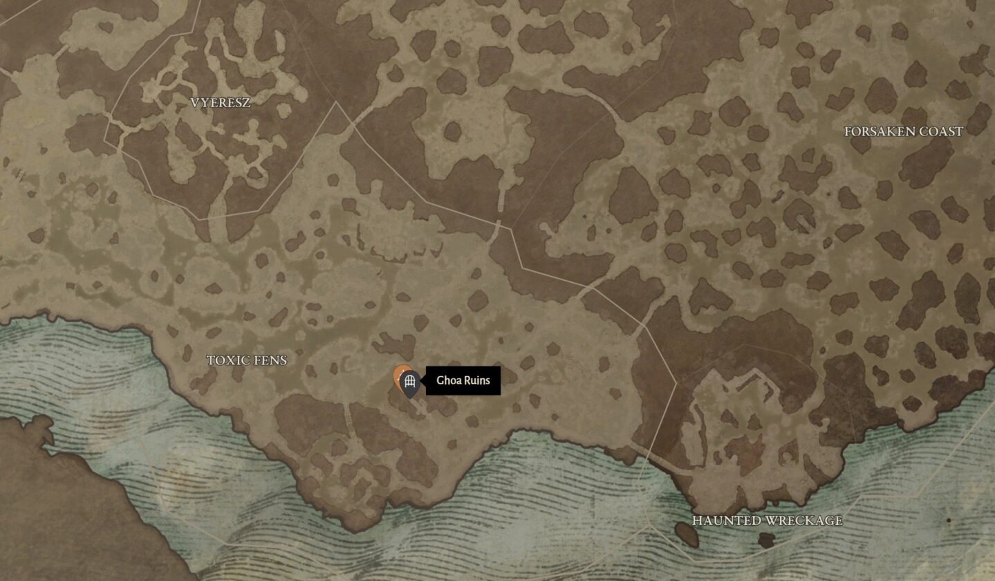 Emplacement de la carte Seahag noyé dans Diablo 4