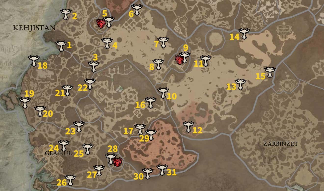 Diablo 4 Emplacements de l'autel Kehjistan de Lilith