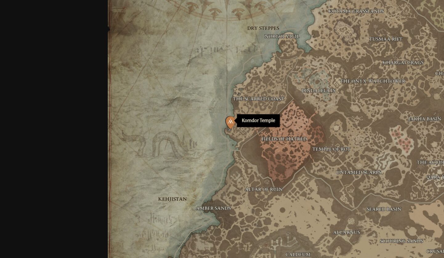 temple komdor et lieu de l'abomination khazra dans Diablo 4