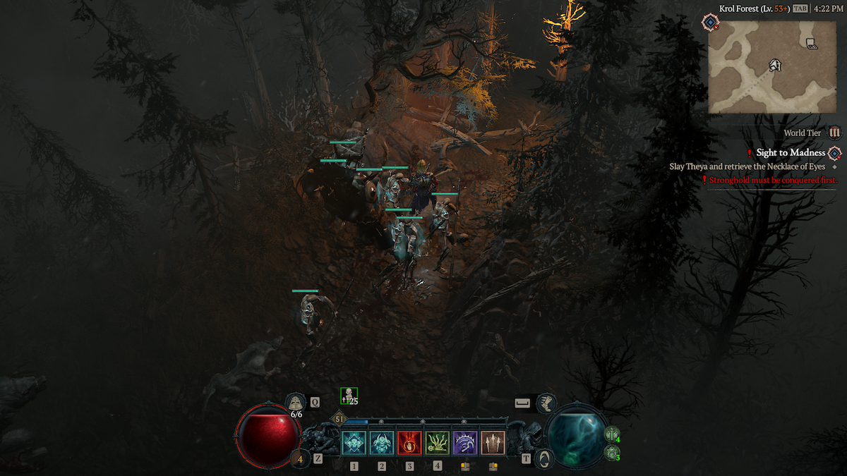 Un joueur de Diablo 4 sur le point d'entrer dans un donjon