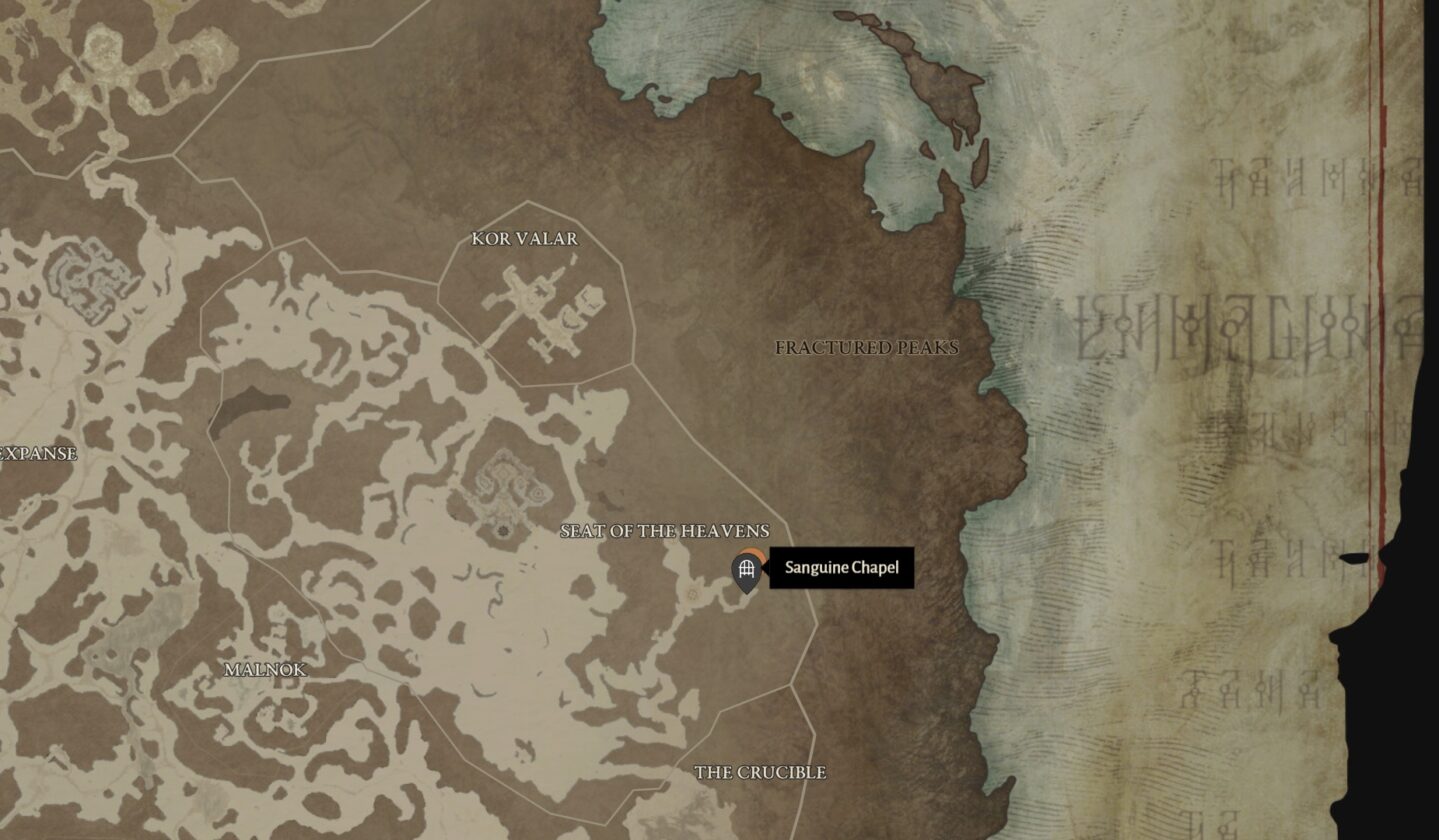 Emplacements de la carte Blood Bishop dans Diablo 4