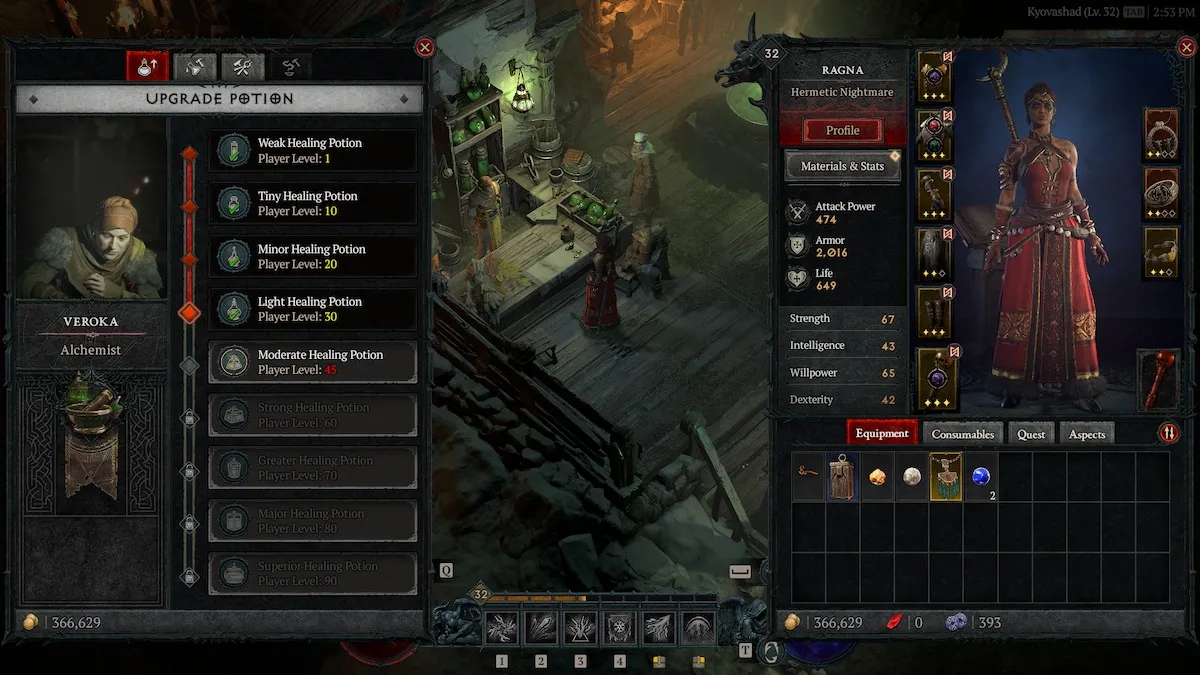 Comment augmenter la capacité des potions dans Diablo 4 Herbalist