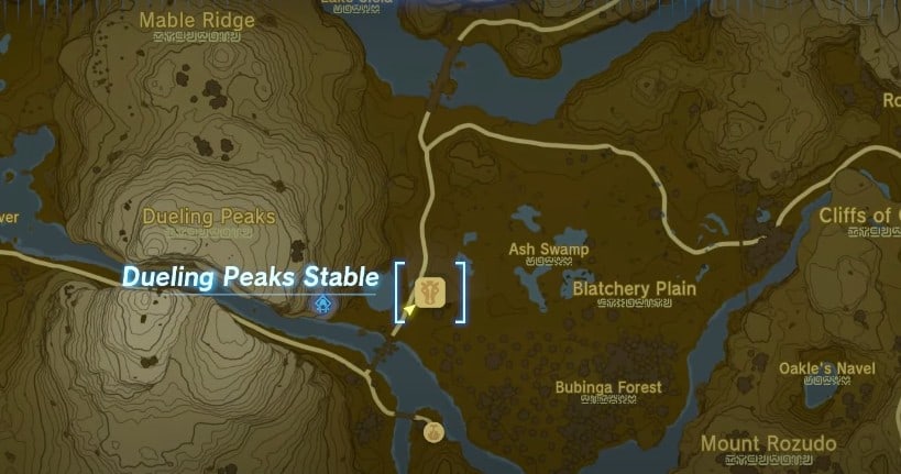 Emplacement de la quête Serenade to Cotera dans Tears of the Kingdom