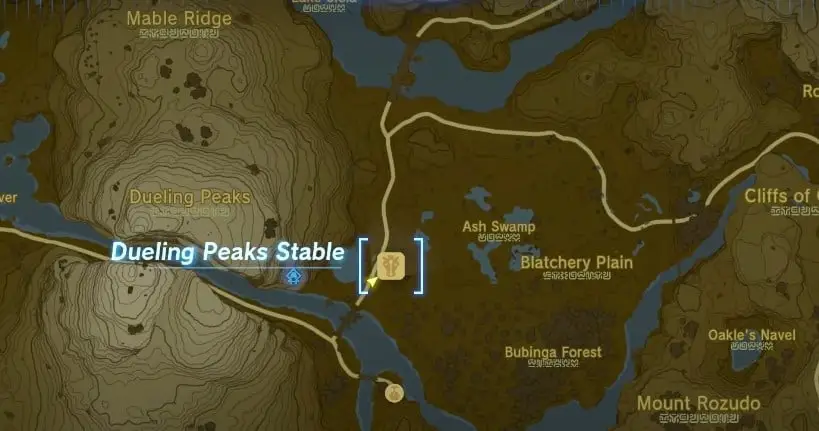 Emplacement de la quête Serenade to Cotera dans Tears of the Kingdom