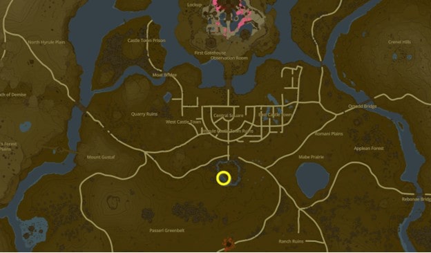 Emplacement de la quête Messages d'une époque ancienne dans Tears of the Kingdom