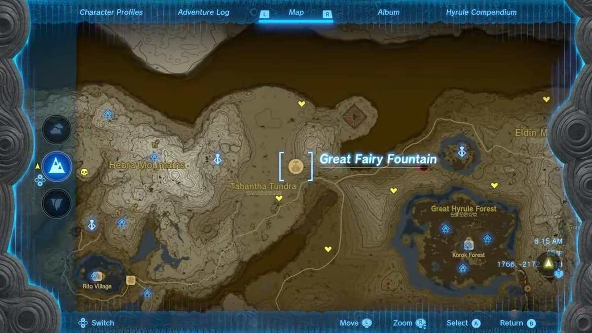 Emplacement de la quête Serenade to Mija dans Tears of the Kingdom