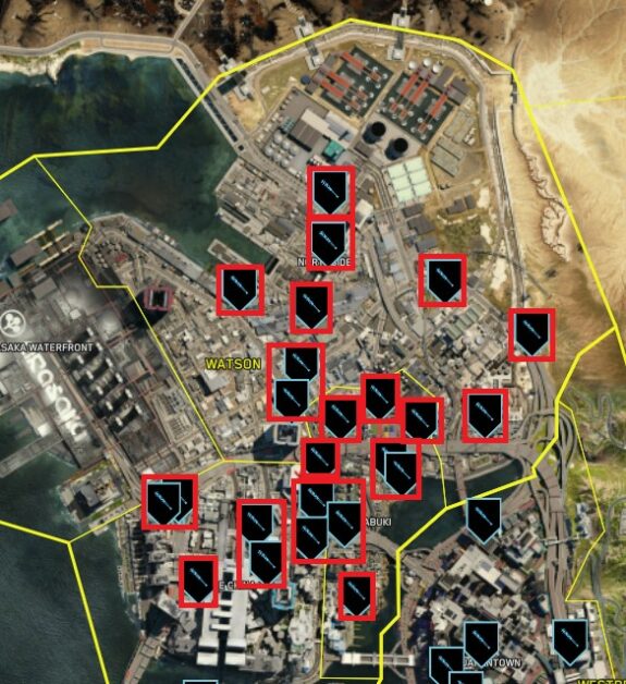 Emplacements de l'agitation du scanner Cyberpunk 2077 NCPD