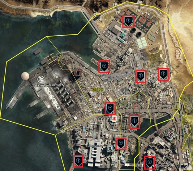 Emplacements de l'agitation du scanner Cyberpunk 2077 NCPD