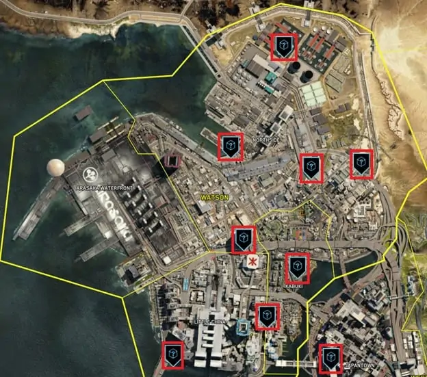 Emplacements de l'agitation du scanner Cyberpunk 2077 NCPD