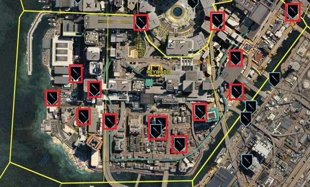 Emplacements de l'agitation du scanner Cyberpunk 2077 NCPD