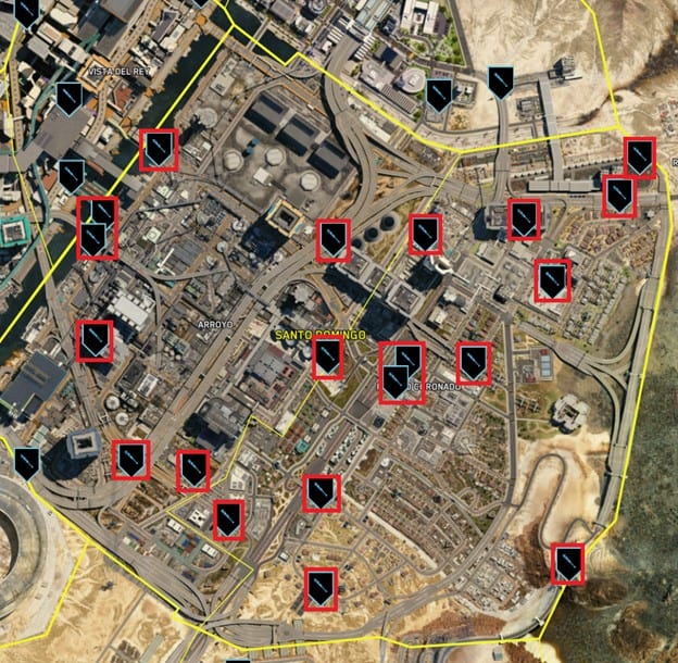 Emplacements de l'agitation du scanner Cyberpunk 2077 NCPD