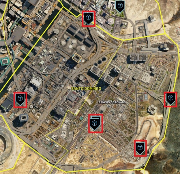 Emplacements de l'agitation du scanner Cyberpunk 2077 NCPD