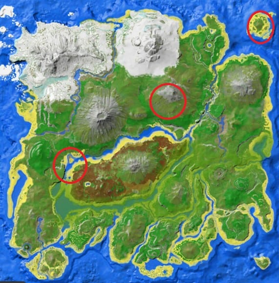 Emplacements des bases d'Ark The Island