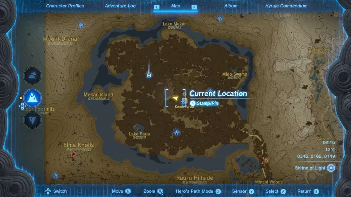 Zelda: Tears Of The Kingdom Emplacement du sanctuaire de Sakunbomar
