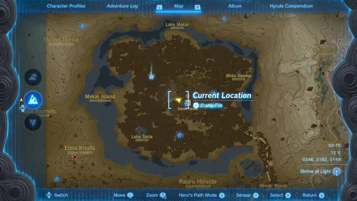 Zelda: Tears Of The Kingdom Emplacement du sanctuaire de Sakunbomar