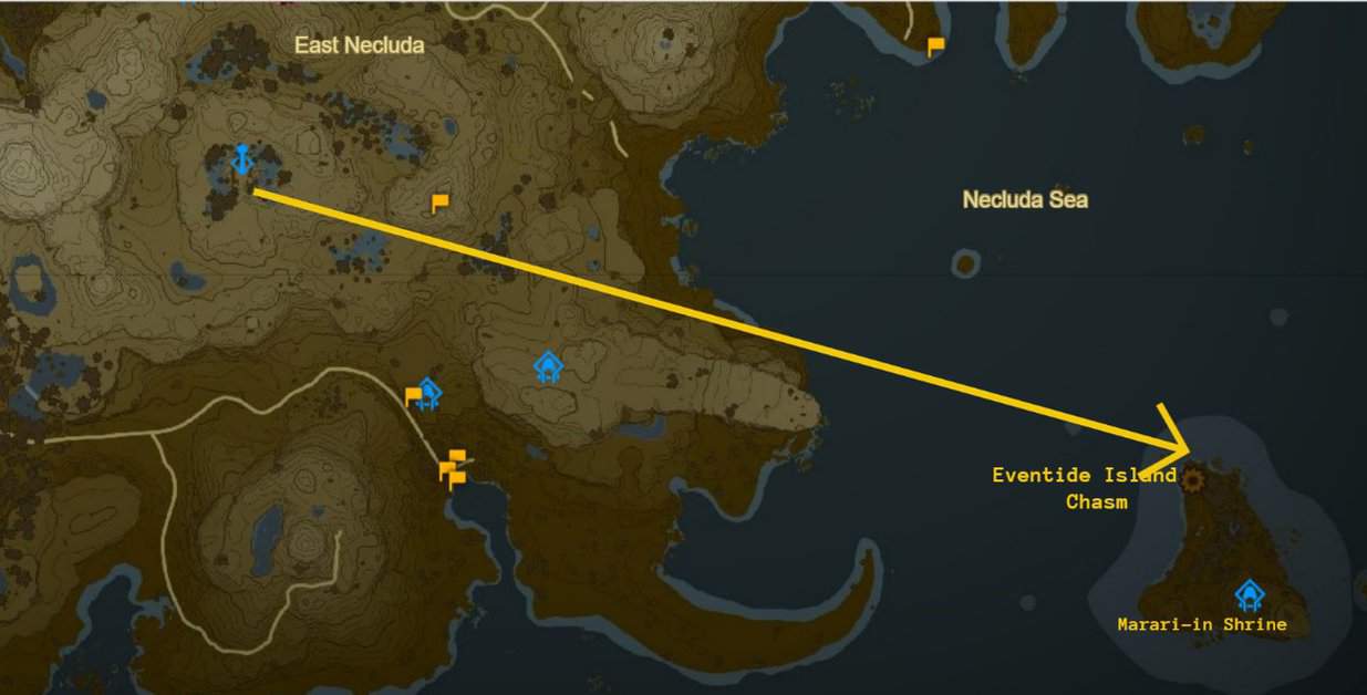 Emplacement de Zelda Tears of the Kingdom Eventide Island Chasm