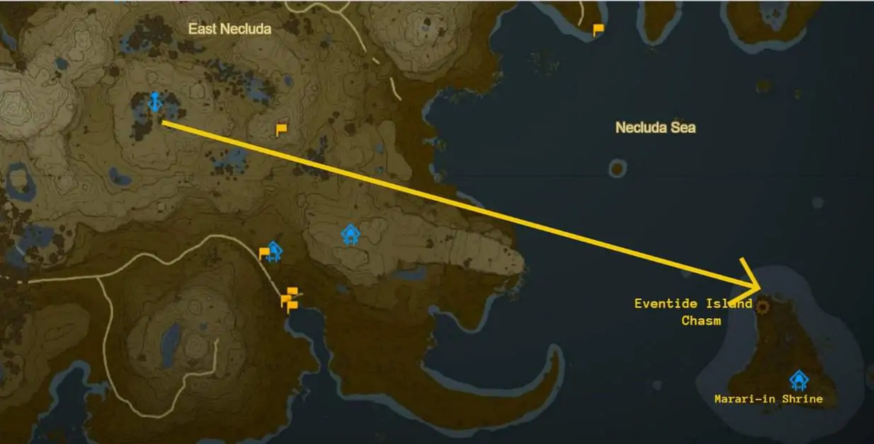 Emplacement de Zelda Tears of the Kingdom Eventide Island Chasm