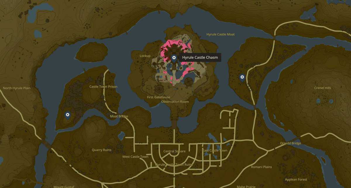 Zelda Tears of the Kingdom Emplacement du gouffre du château d'Hyrule