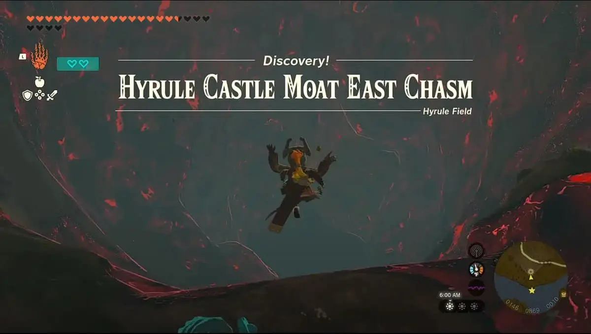 Comment se rendre au gouffre Est des douves du château d'Hyrule - Zelda: TotK