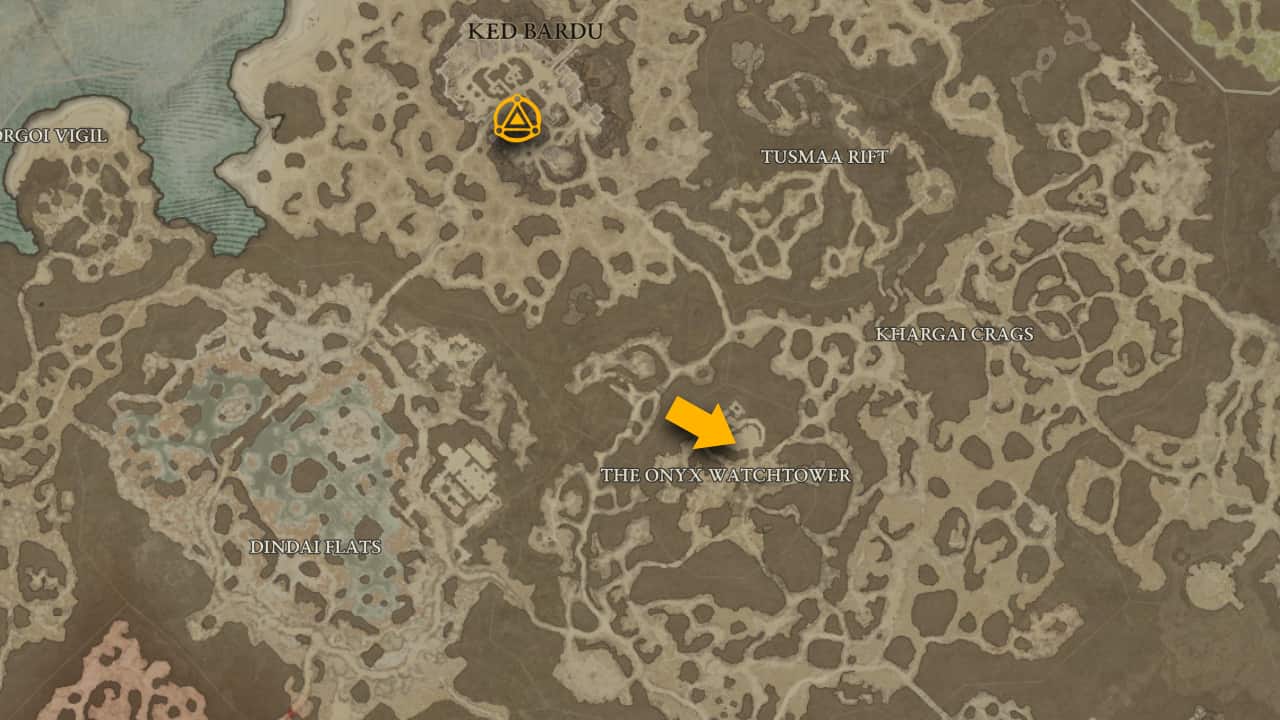 L'emplacement de la carte et le meilleur moyen d'atteindre le donjon d'Onyx Hold dans Diablo 4.