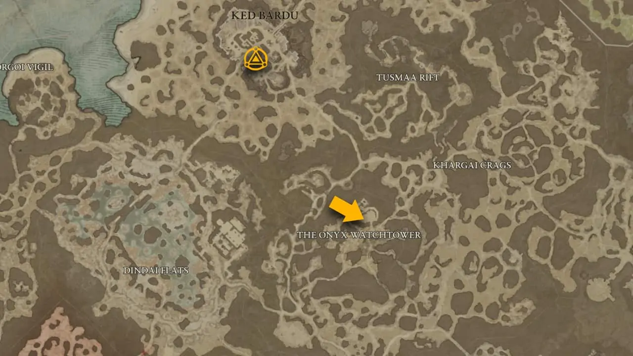 L'emplacement de la carte et le meilleur moyen d'atteindre le donjon d'Onyx Hold dans Diablo 4.