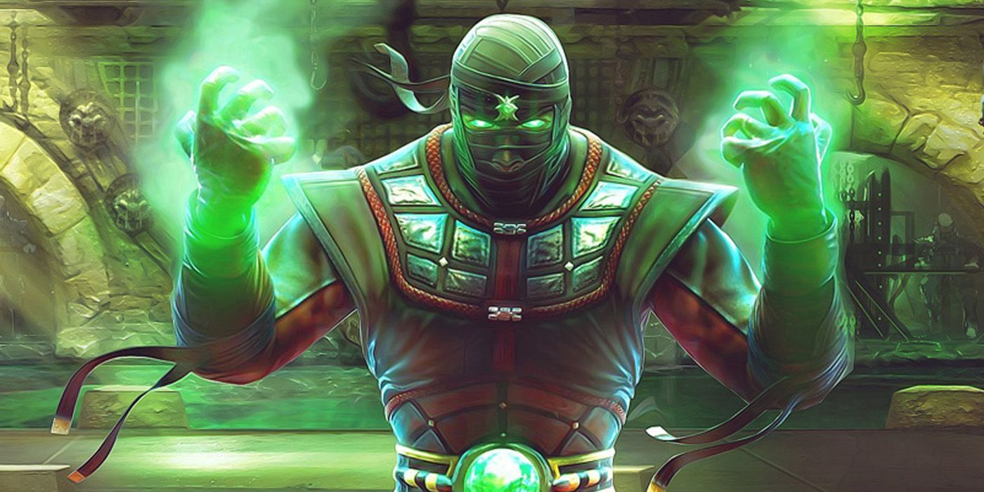Ermac brandissant la magie de l'âme dans ses mains dans Mortal Kombat 9 (2011)