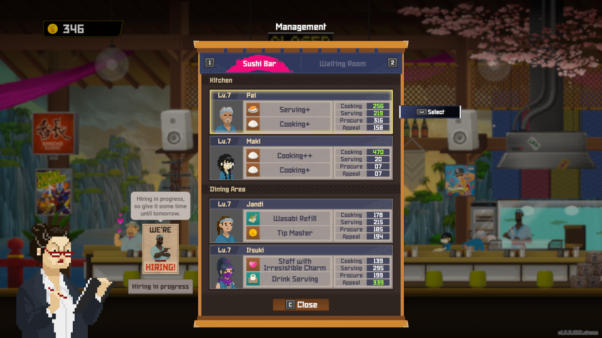 Dave the Diver : Sélection des managers