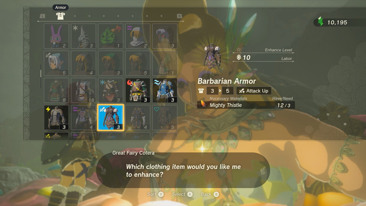 Amélioration de l'armure barbare Tears Of The Kingdom