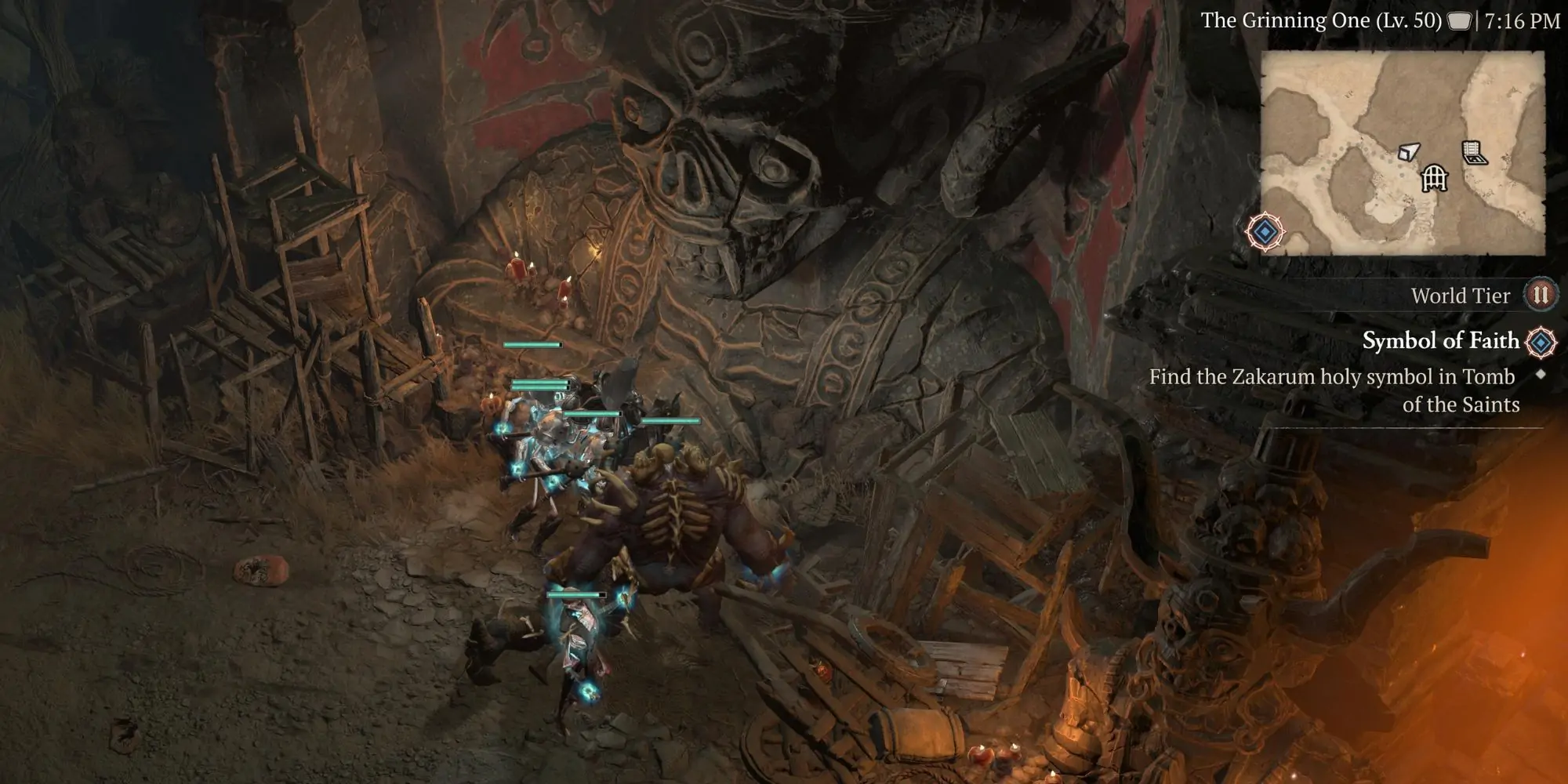 Une statue du Grinning One dans Diablo 4