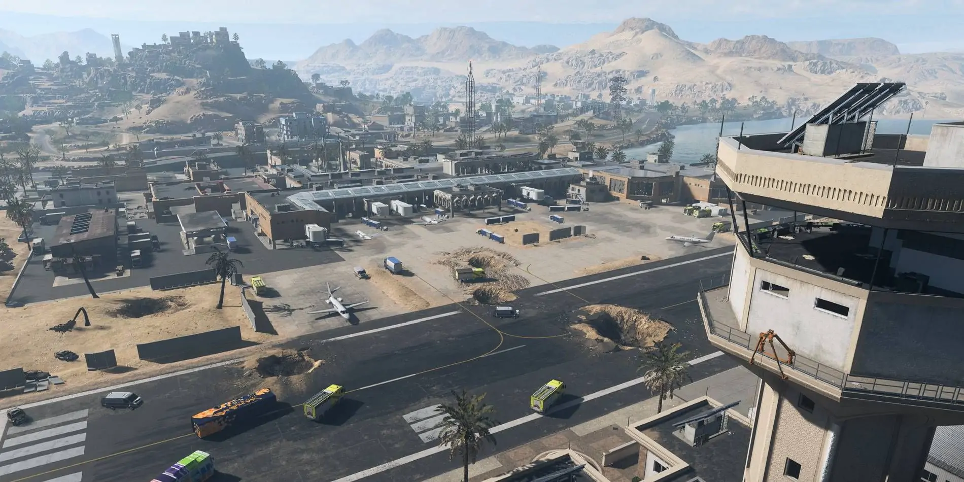 Call of Duty Warzone 2 Emplacement de l'aéroport d'Al Mazrah sur la carte où les joueurs peuvent trouver de nombreux objets comme le carburant lourd pour hélicoptère en mode DMZ