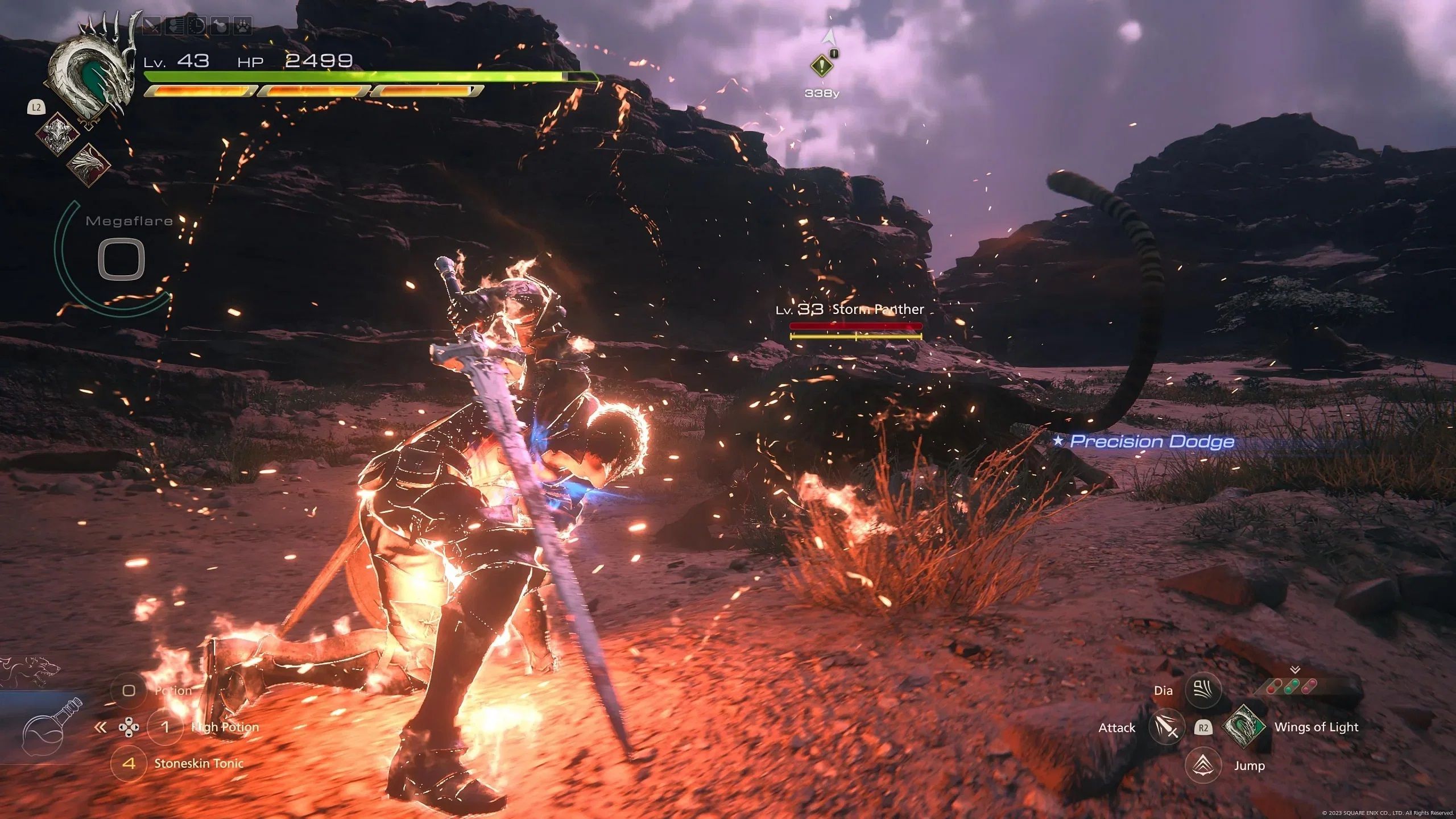Clive utilise une esquive parfaite dans Final Fantasy 16-1