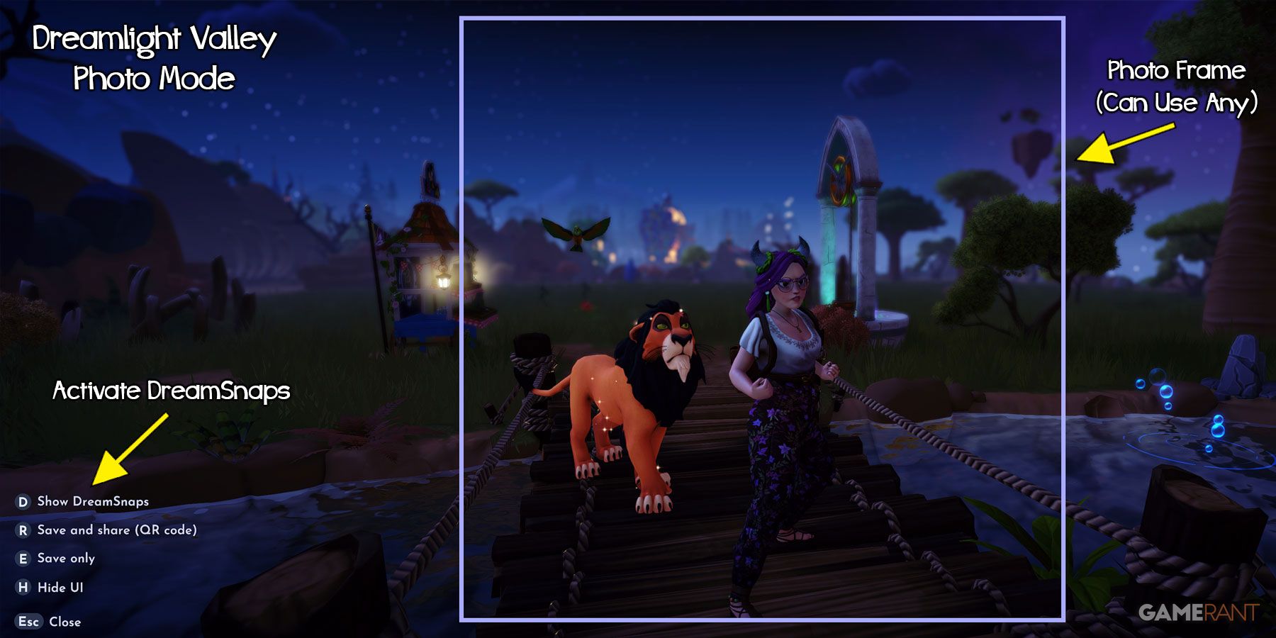 Guide Disney Dreamlight Valley de la fonction DreamSnaps.