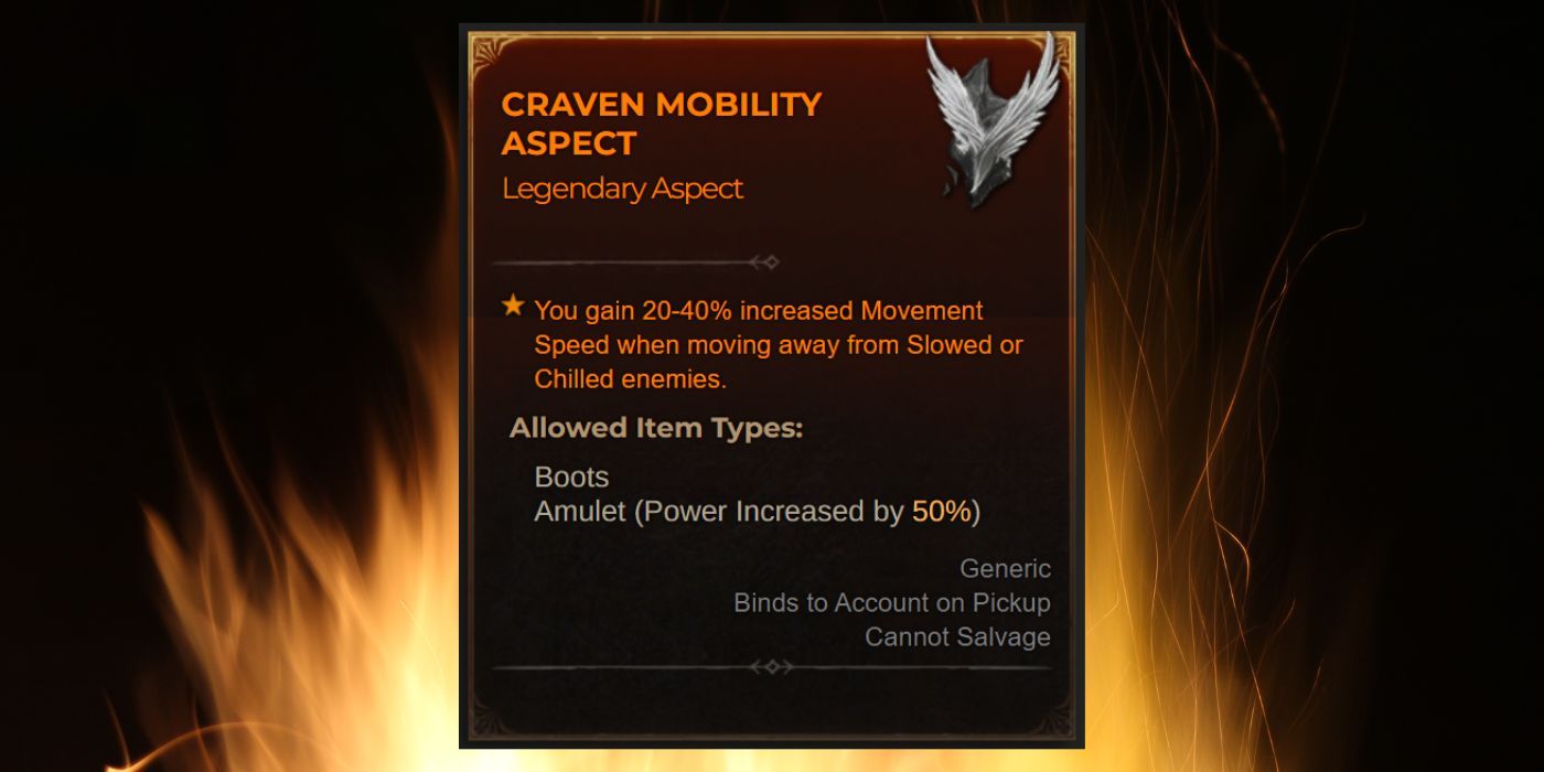 Aspect mobilité de Diablo 4 Craven