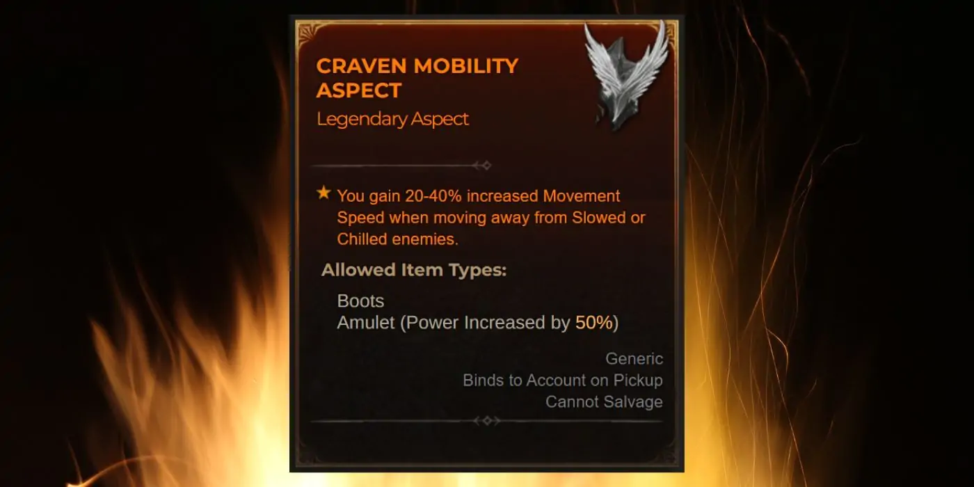 Aspect mobilité de Diablo 4 Craven