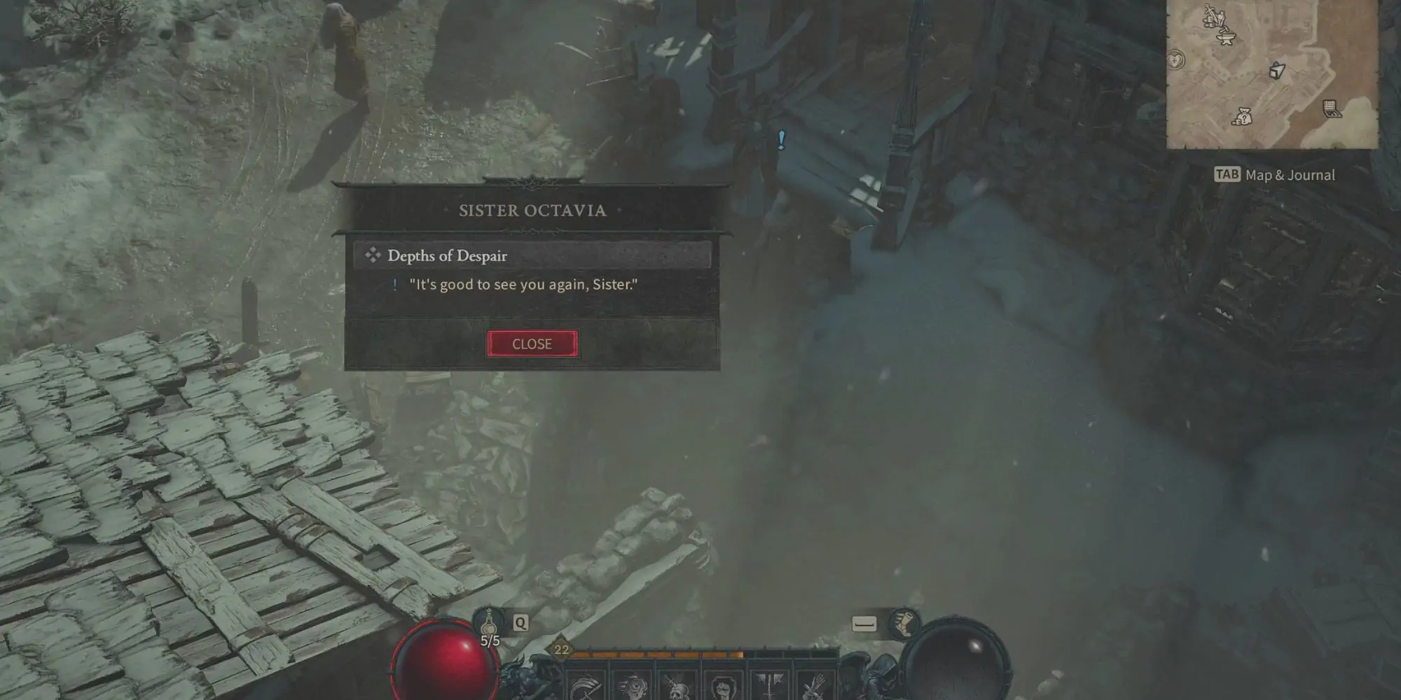 Les joueurs obtenant une quête de la sœur Octavia dans Diablo 4