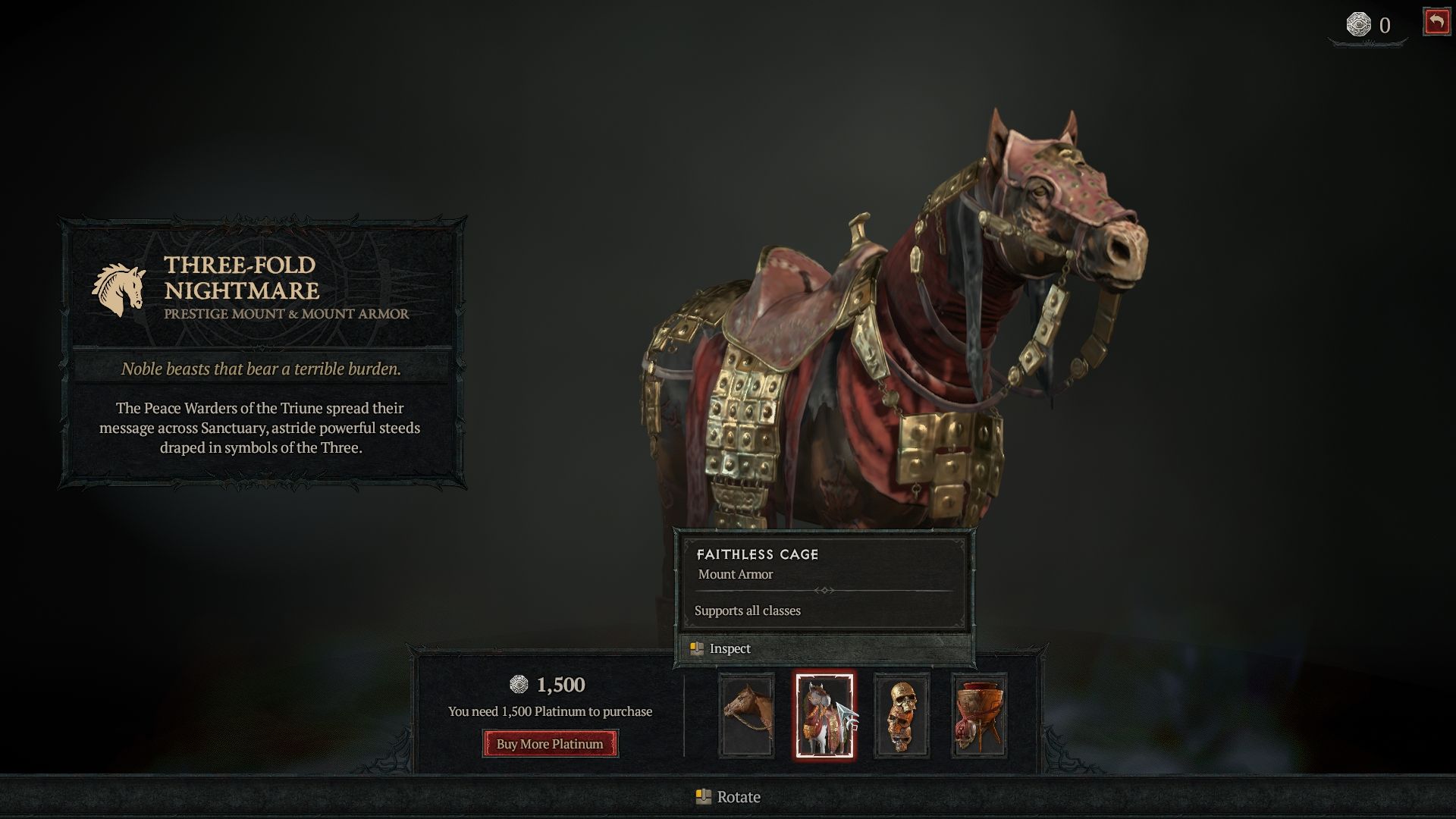 Diablo 4 Mount Armors Boutique de microtransactions Cage infidèle